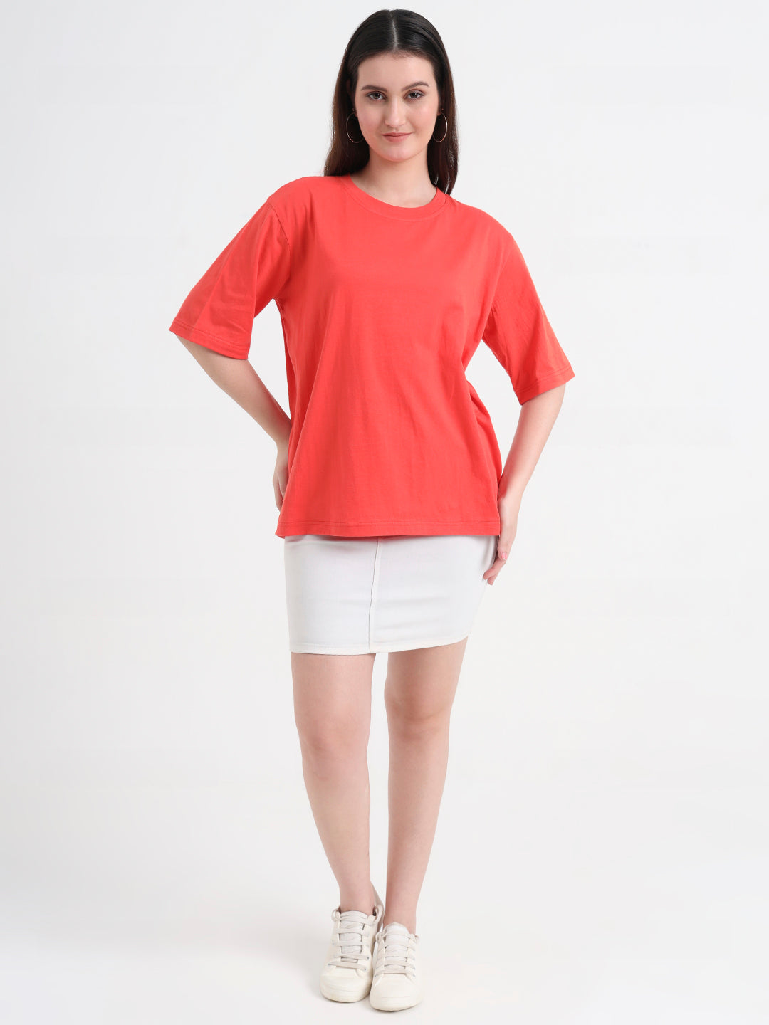 Women Typography Printed Oversized Regular T-shirt