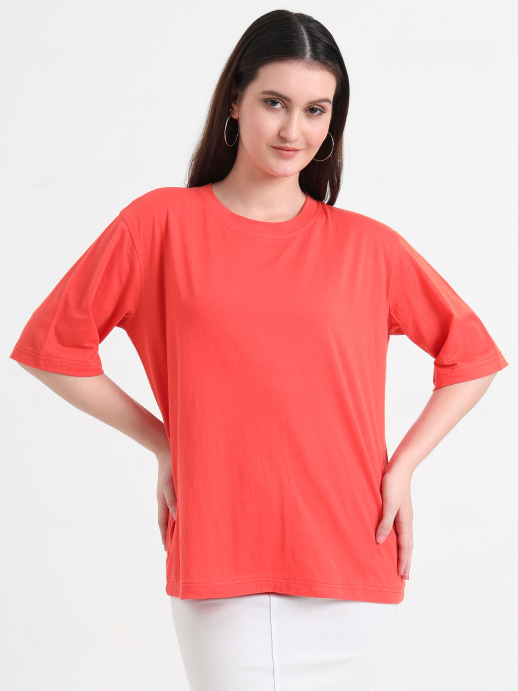 Women Typography Printed Oversized Regular T-shirt