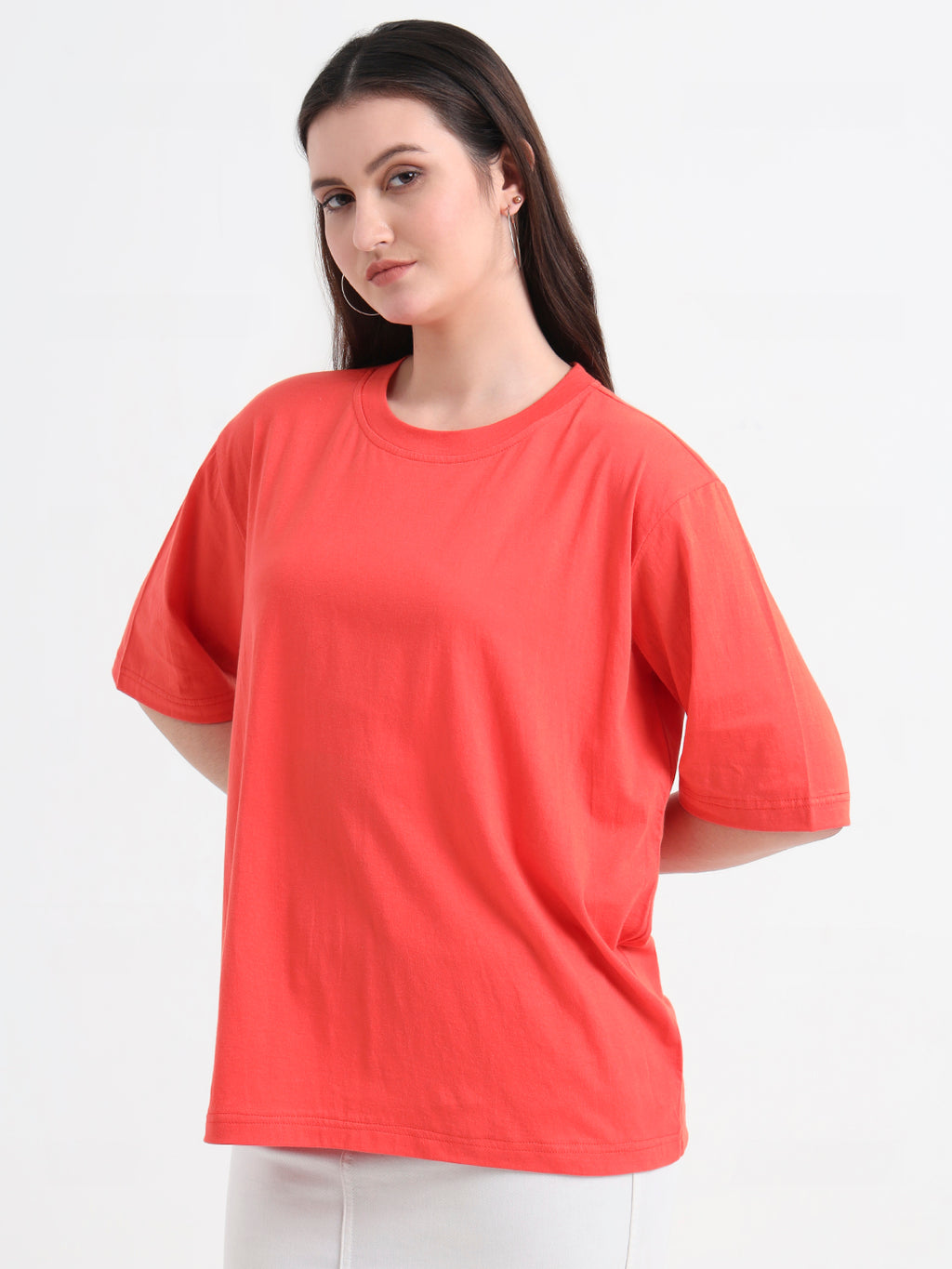 Women Typography Printed Oversized Regular T-shirt