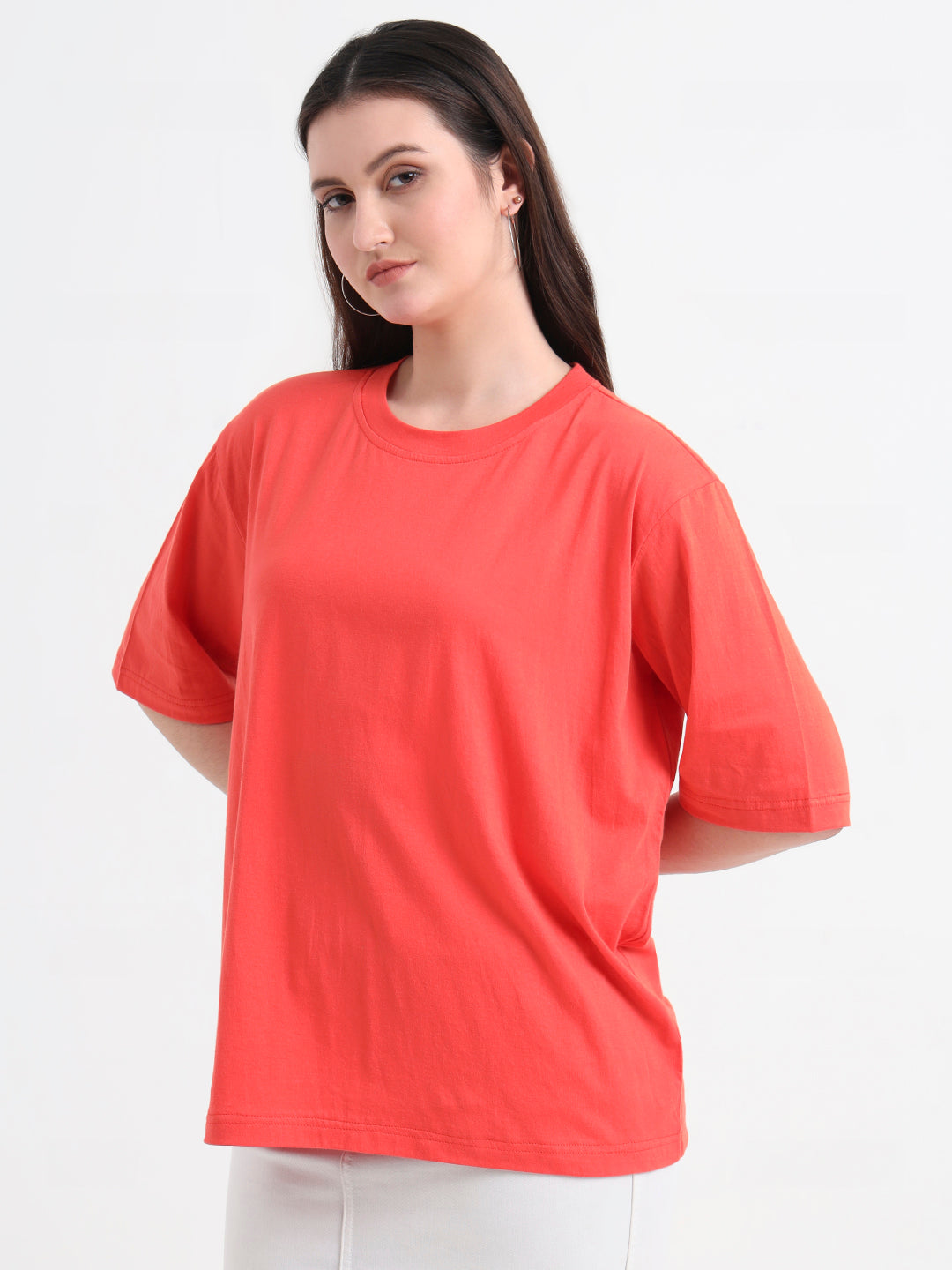 Women Typography Printed Oversized Regular T-shirt
