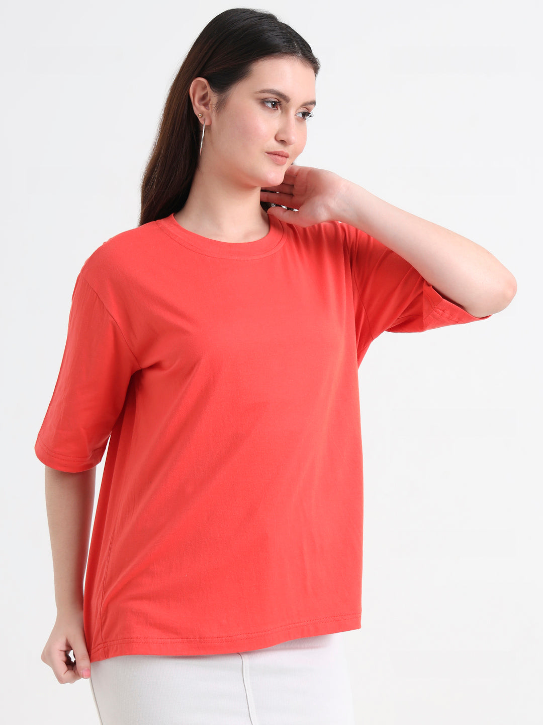 Women Typography Printed Oversized Regular T-shirt