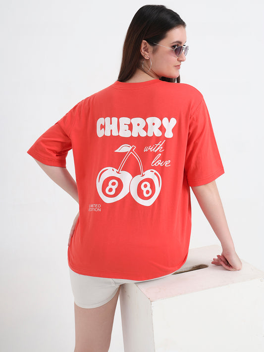 Women Typography Printed Oversized Regular T-shirt