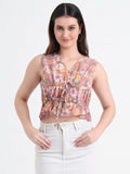 Floral Print Tie-up Crop Top