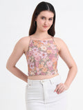 Floral Printed Styled Back Crop Top